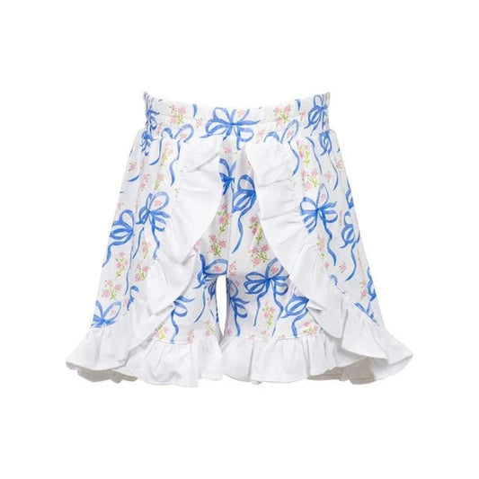 The Proper Peony Blossom Bow Girls Ruffle Shorts