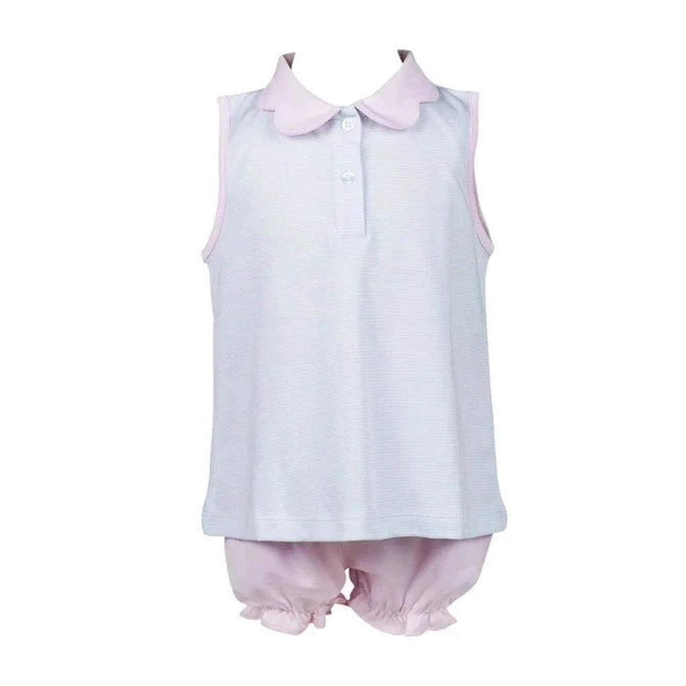 The Proper Peony Blue Stripe Girl Bloomer Set
