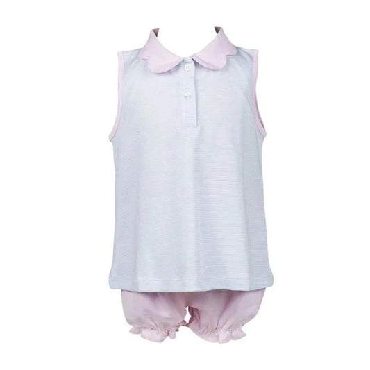 The Proper Peony Blue Stripe Girl Bloomer Set