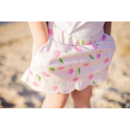The Proper Peony Cherry Blooms Girl Scallop Skort