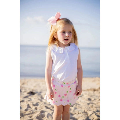 The Proper Peony Cherry Blooms Girl Scallop Skort