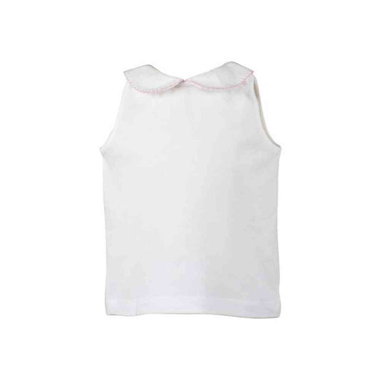 The Proper Peony Girl Sleeveless Shirt with Pink Trim