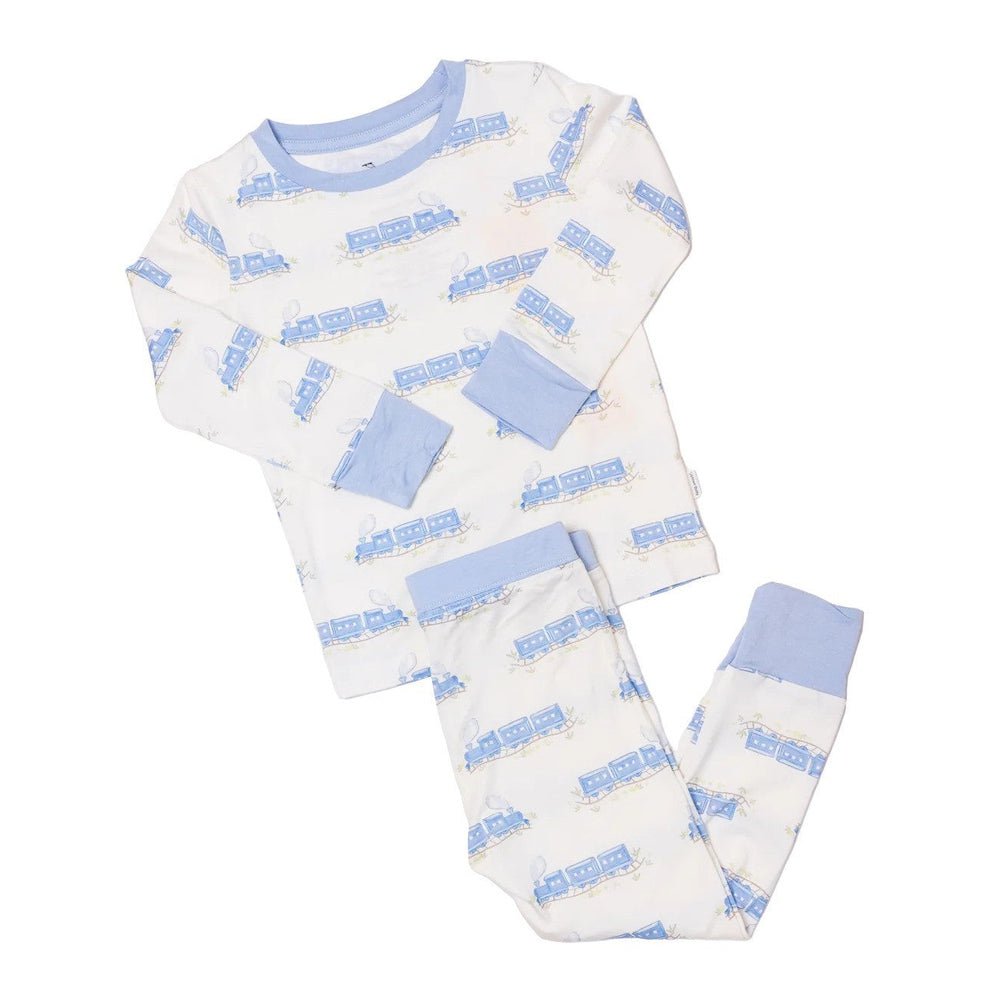 The Uptown Baby Boys Apparel / Sleepwear / Infant 18-24 Mo / Blue The Uptown Baby Blue Trains Long Sleeve Pajama