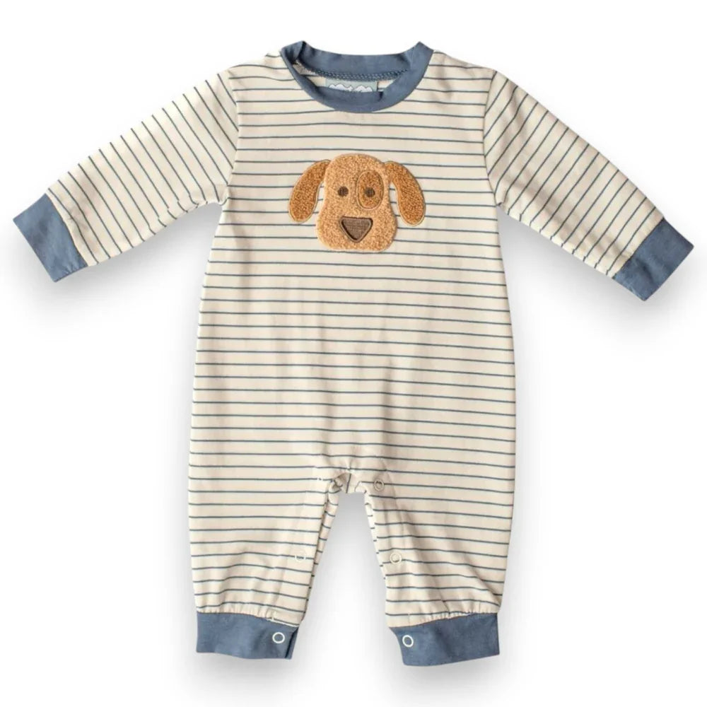 Three Sisters Infant Boy Puppy / 3 Mo Three Sisters Puppy Applique Boys Romper