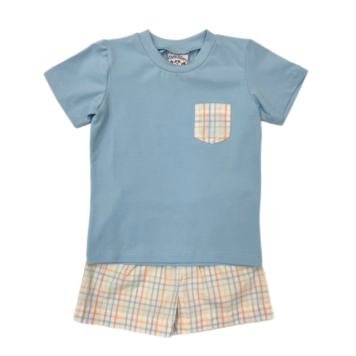 Three Sisters Spring Gingham Boys Short Set