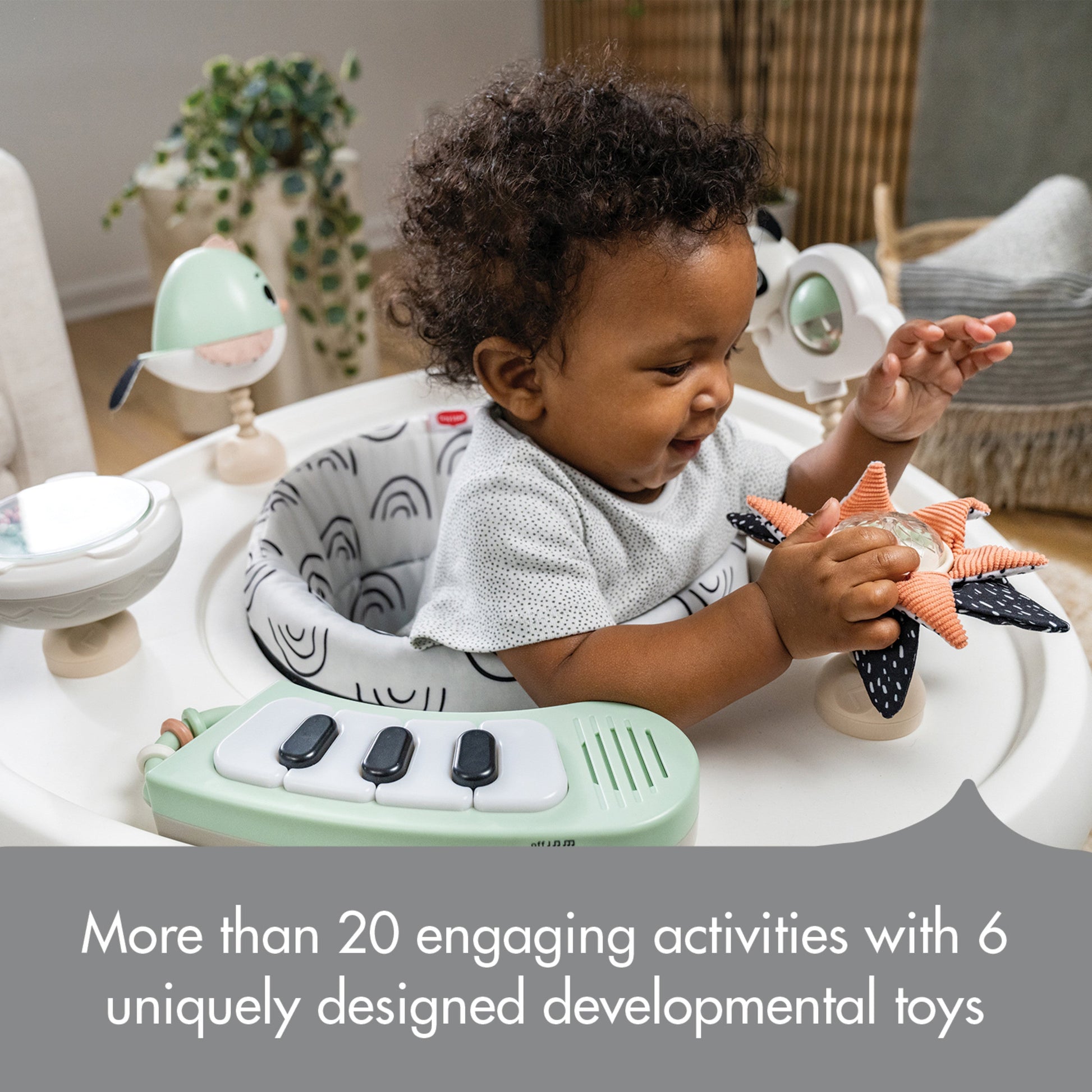 Tiny Love Toys Tiny Love 5-in-1 Here I Grow Stationary Activity Center | Black & White Décor Collection