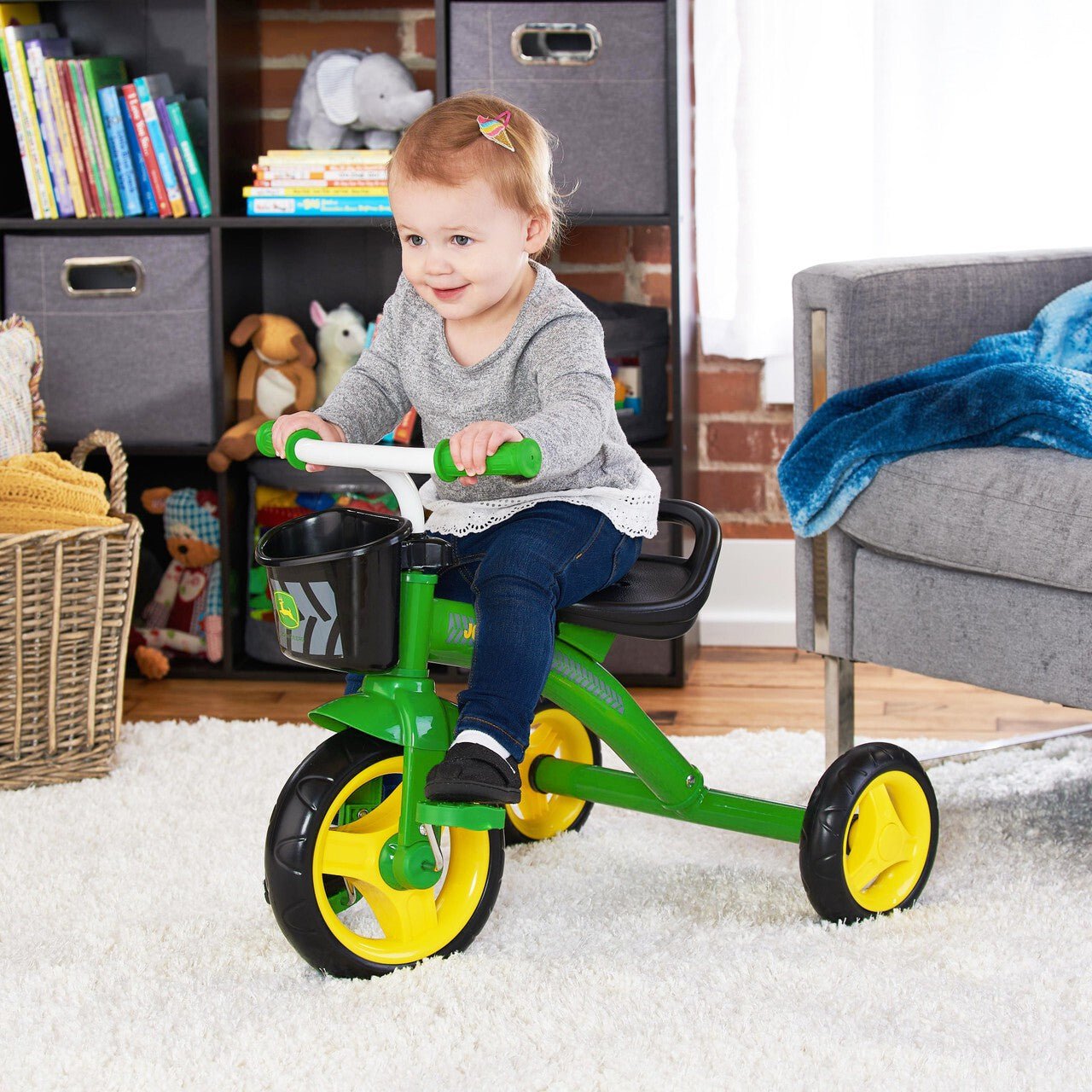 Tomy John Deere Steel Tricycle with Basket