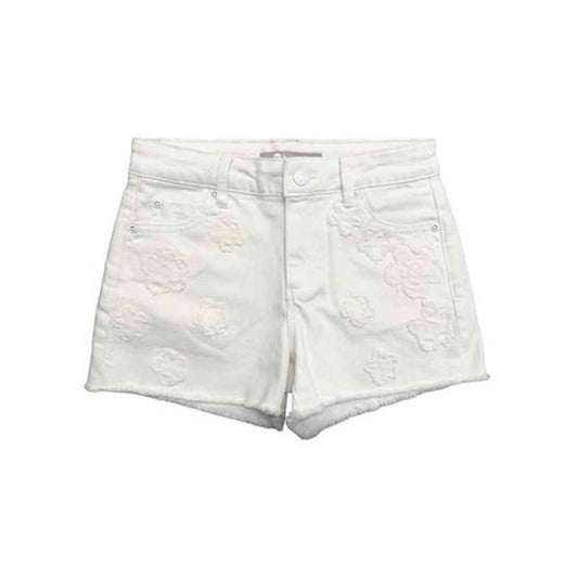 Tractr Girls Floral Patch Fray Hem Shorts