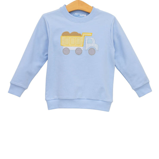 Trotter Street Kids Boys Shirts Light Blue / 12 Mo Trotter Street Kids Boys French Terry Pullover - Dump Truck
