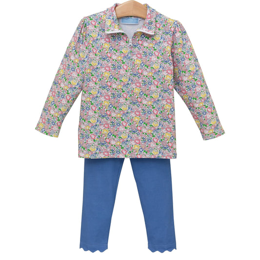 Trotter Street Kids Floral 1/4 Zip Pullover Set