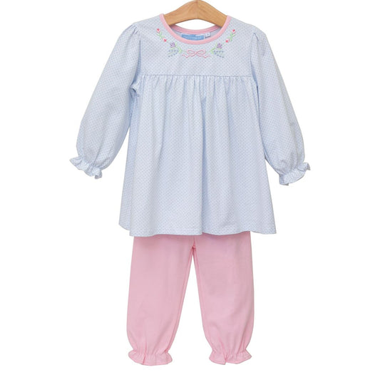 Trotter Street Kids Floral Embroidery Pant Set