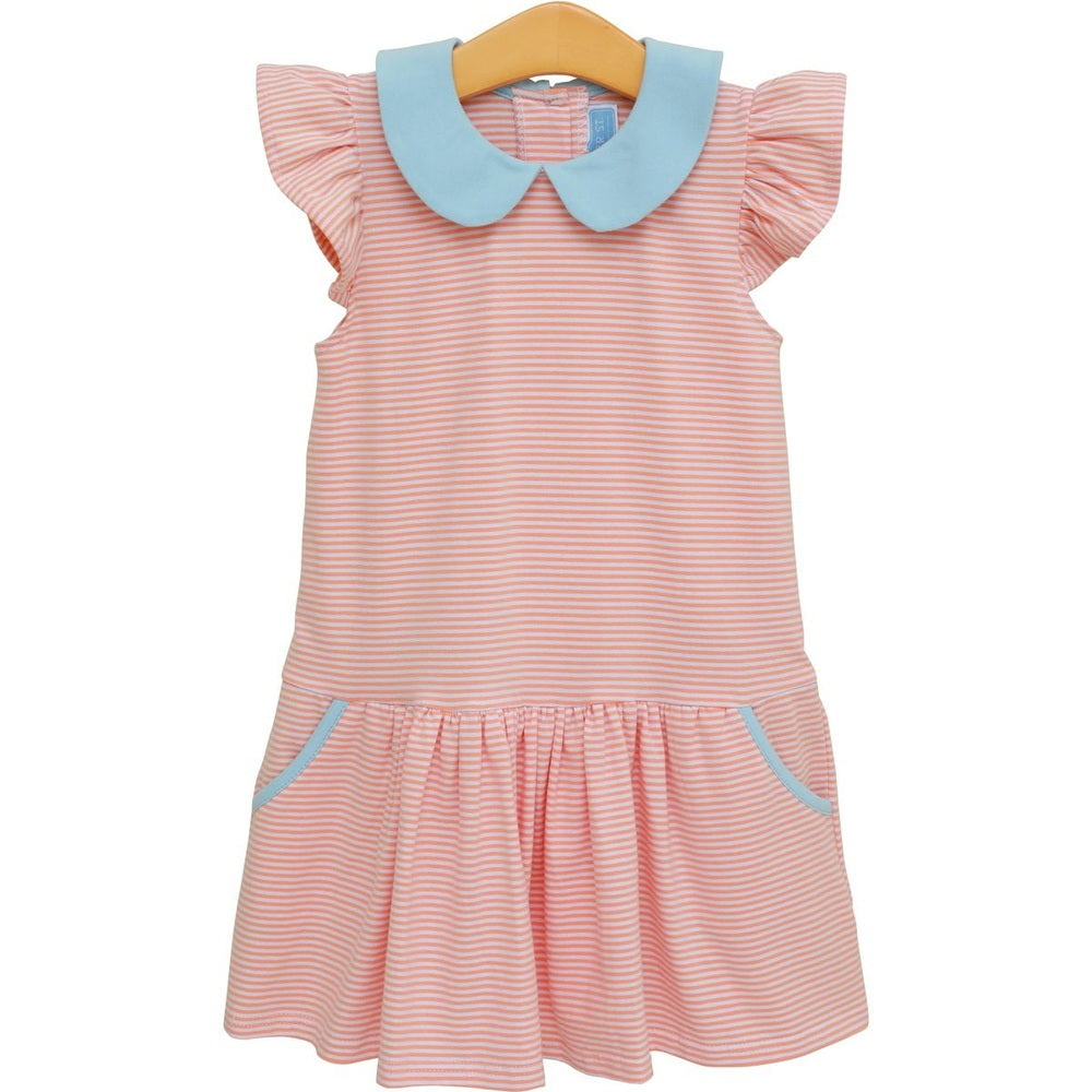 Trotter Street KidsTrotter Street Kids Genevieve Dress- Coral Stripe/Light BlueBabysupermarket