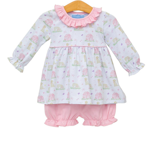 Trotter Street Kids Trotter Street Kids Puppy Pals Ruffle Bloomer Pants Set