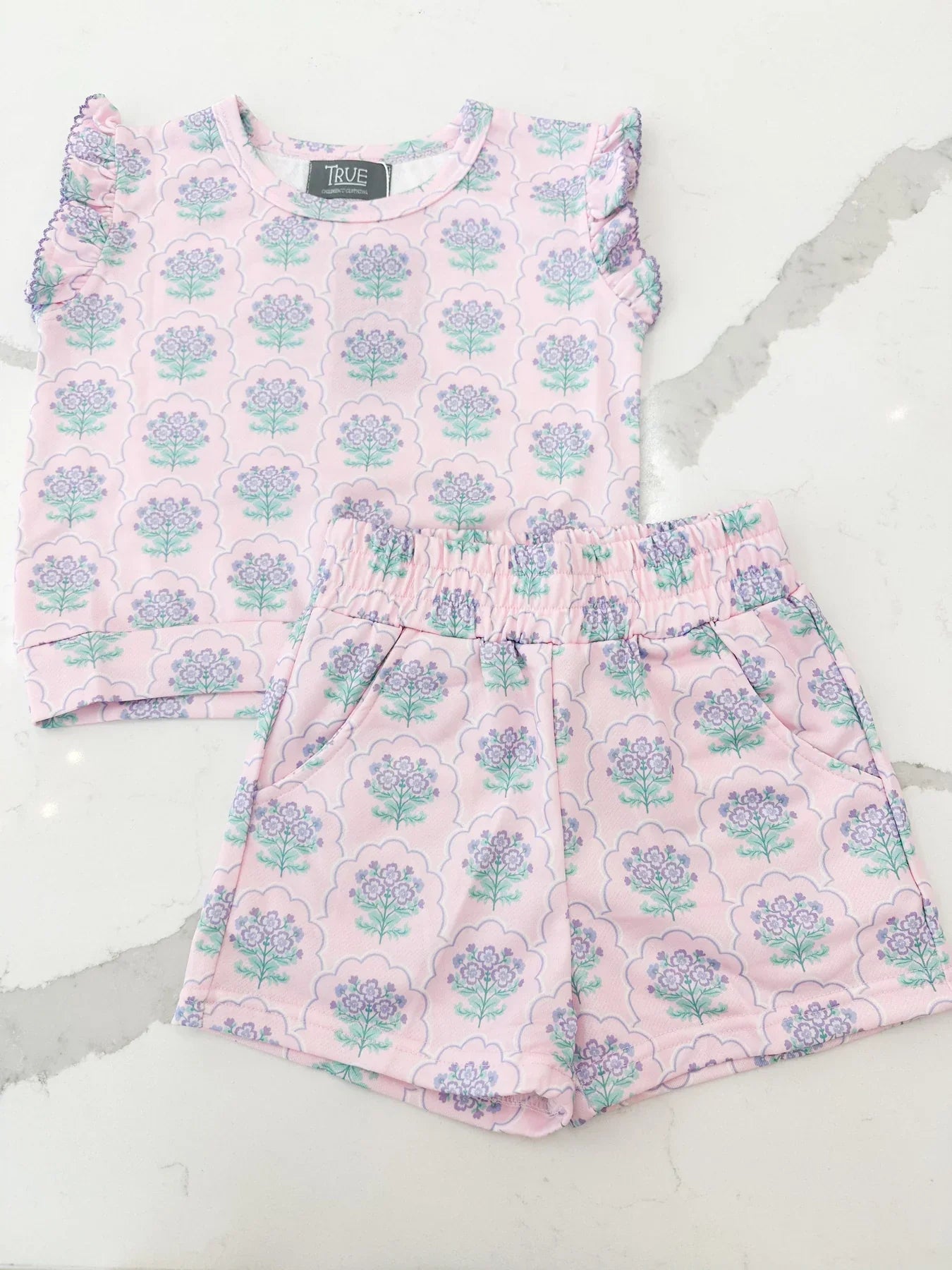 TRUE Purple / 2 Toddler True Girls Purple Floral Terry Set