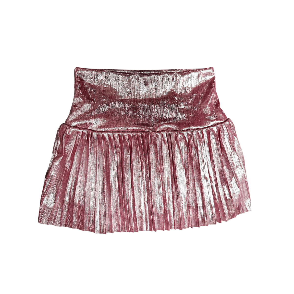Tweenstyle Girls Skirts Pink / 7 Tweenstyle Metallic Drop Waist Pleated Skirt - Pink