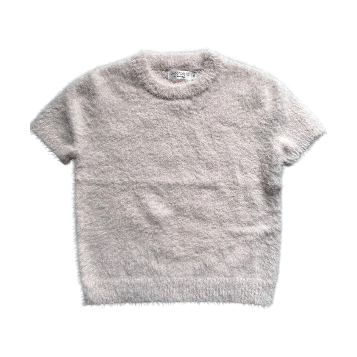 Tweenstyle Girls Sweaters Pale Pink / 7 Tweenstyle Pale Pink Short Sleeve Eyelash Sweater