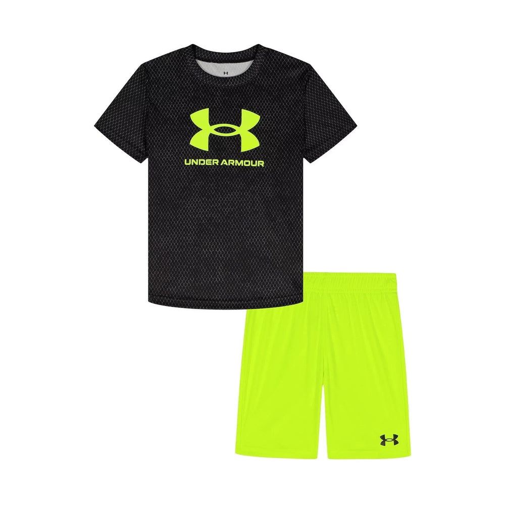Under Armour Boys Apparel Under Armour Printed Tech 2-Piece Short Sleeve Tee & Shorts Set
