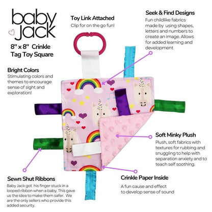 Unicorn & Rainbows Sensory Ribbon Toy w/Crinkle