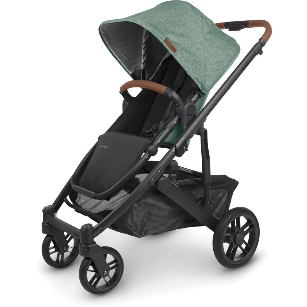 UPPAbaby Strollers - Single Gwen (Green Mélange | Carbon Frame | Saddle Leather) UPPAbaby Cruz V2 Stroller