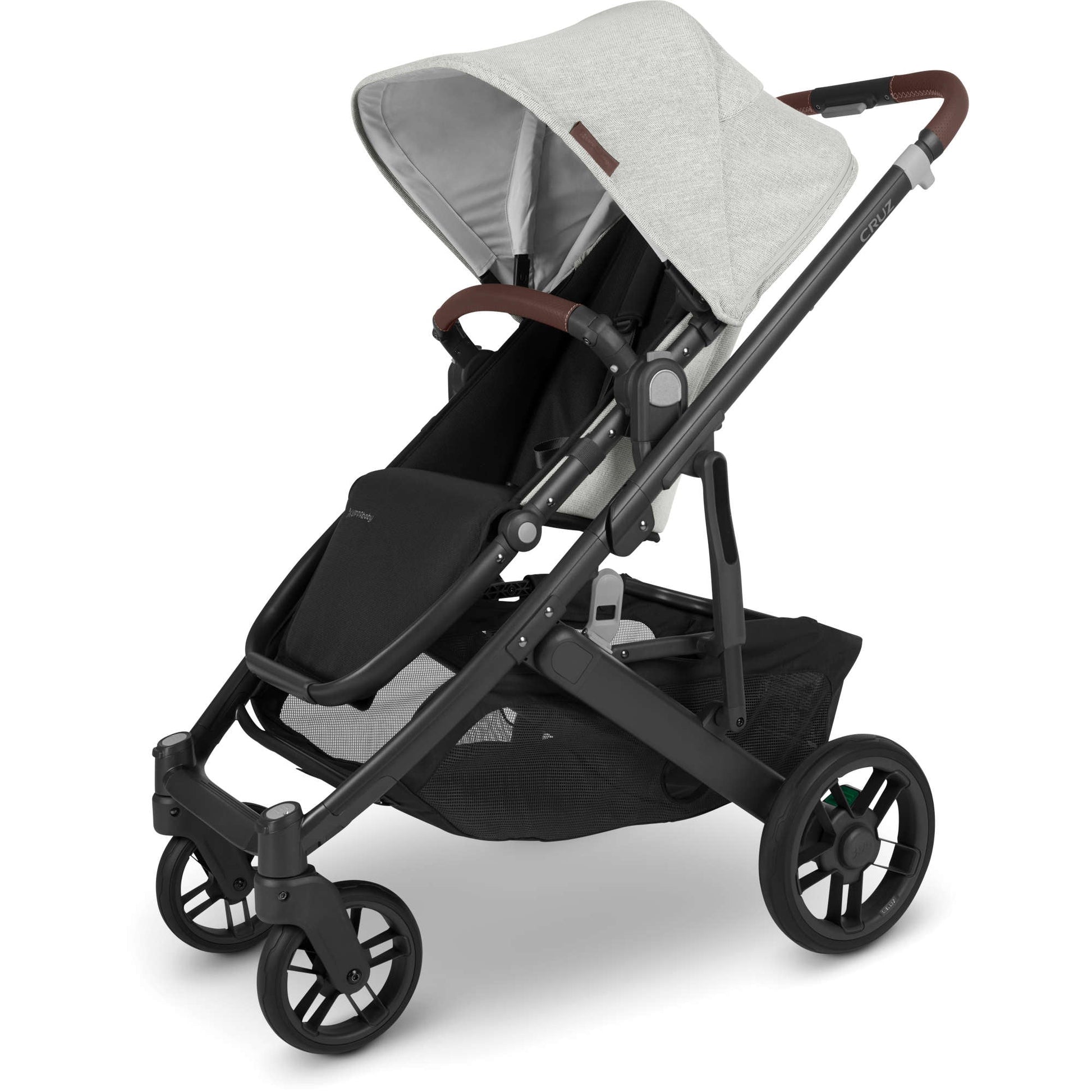 UPPAbaby Strollers - Single Anthony (White & Grey Chenille | Carbon Frame | Chestnut Leather) UPPAbaby Cruz V2 Stroller