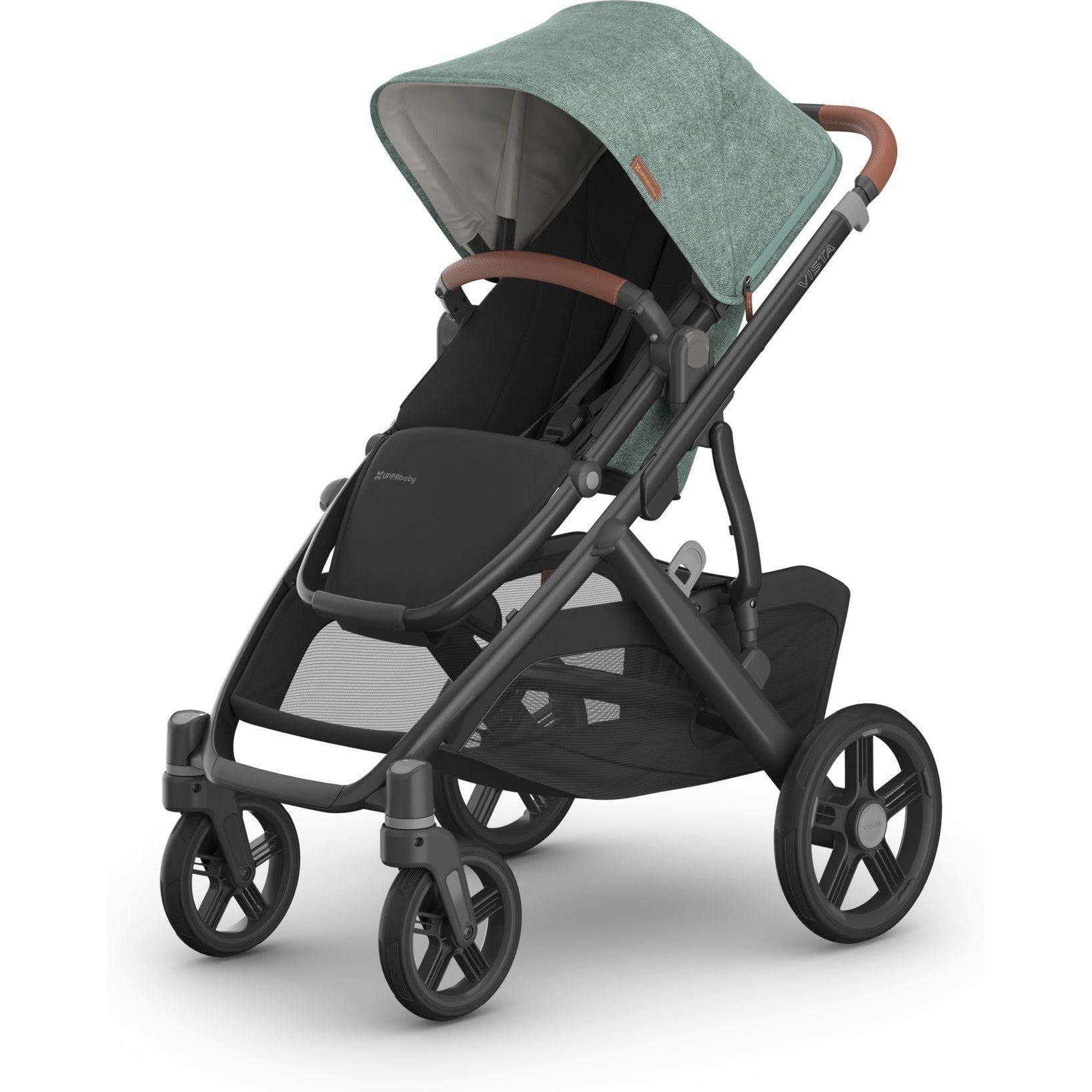 UPPAbaby Strollers - Double Gwen (Green Mélange | Carbon Frame | Saddle Leather) UPPAbaby Vista V3 Stroller