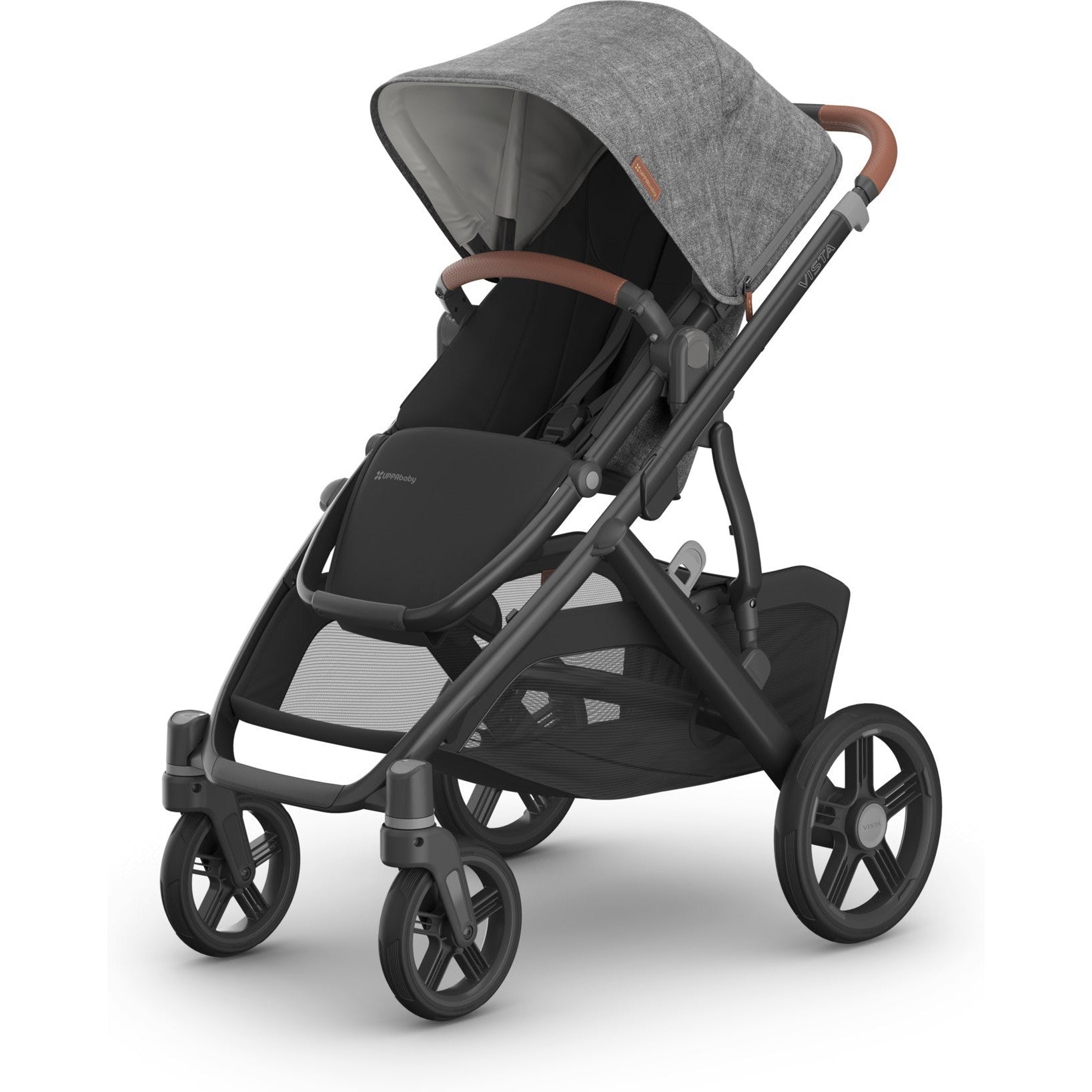 UPPAbaby Strollers - Double Greyson (Charcoal Mélange | Carbon Frame | Saddle Leather) UPPAbaby Vista V3 Stroller