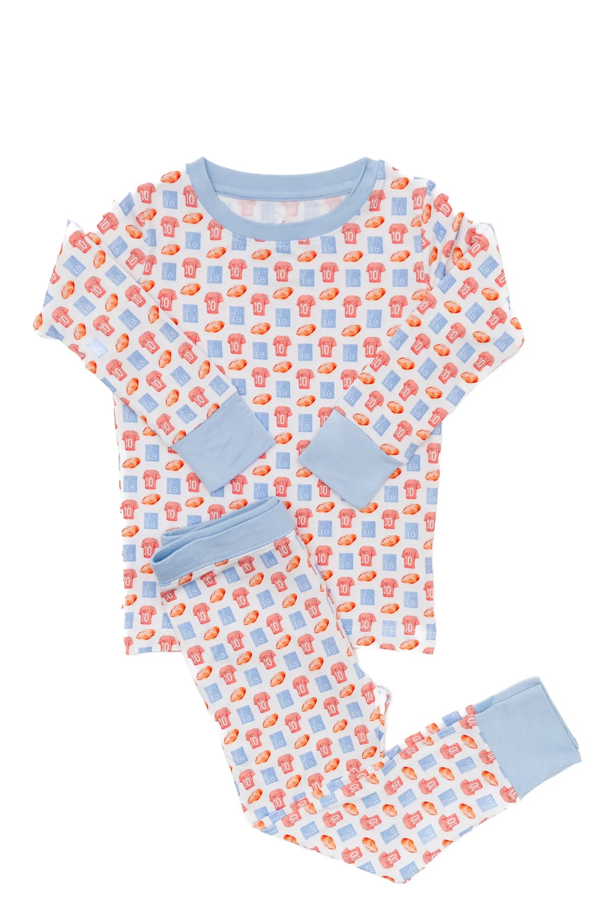 Uptown BabyUptown Baby Boys Long Sleeve Pajama - Red Jersey & FootballsBabysupermarket