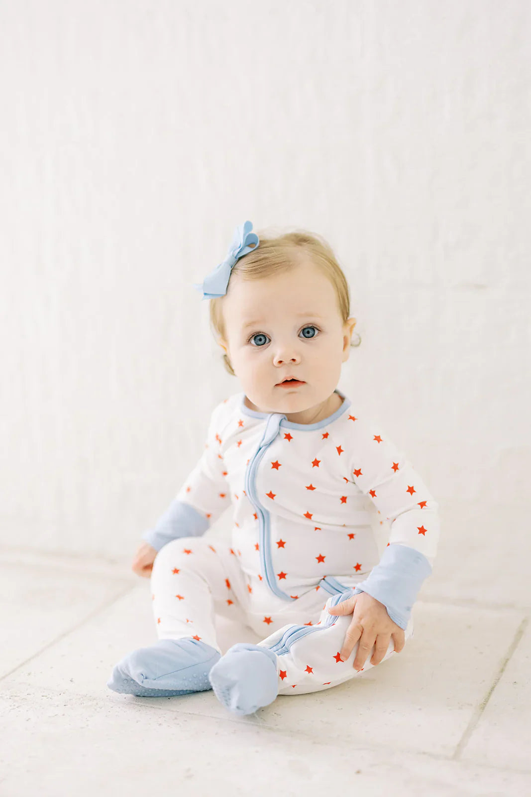 Uptown Baby Infant Sleepwear Unisex Uptown Baby Red Stars Long Sleeve Romper
