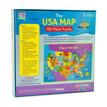 The USA Map Puzzle w/Bonus Trivia Game: 100PC