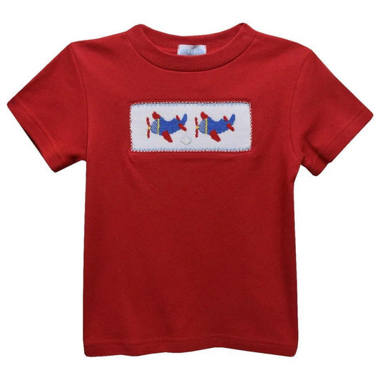 Vive La Fete Inc. Apparel & Gifts Red / 12 Mo Vive La Fete Airplane Smocked T-Shirt