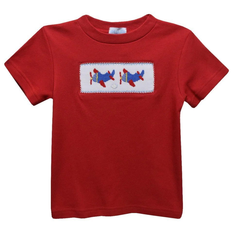 Vive La Fete Airplane Smocked T-Shirt