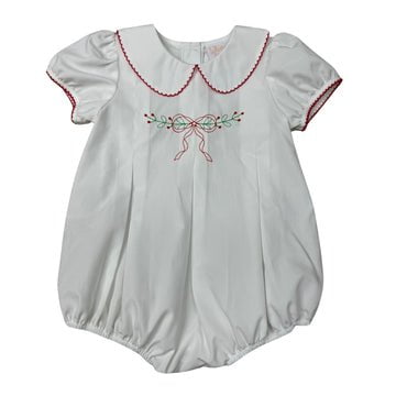 Whimsy Bay Kids White / 3 Mo Whimsy Bay Kids Holly-Days Bow Pleated Bubble