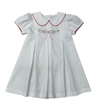 Whimsy Bay Kids White / 2 Toddler Whimsy Bay Kids Holly-Days Bow Pleated Dress