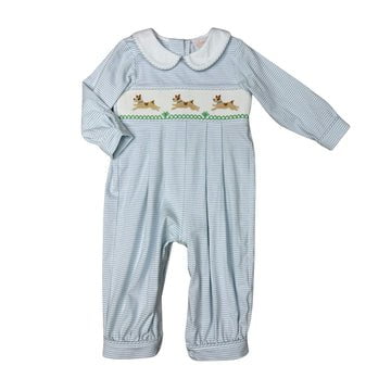 Whimsy Bay Kids Light Blue / 3 Mo Whimsy Bay Kids Petey Puppy Smocked Collared Romper