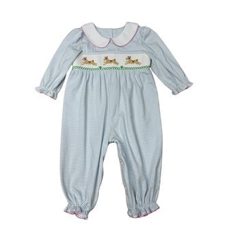 Whimsy Bay Kids Light Blue / 3 Mo Whimsy Bay Kids Polly Puppy Smocked Collared Romper