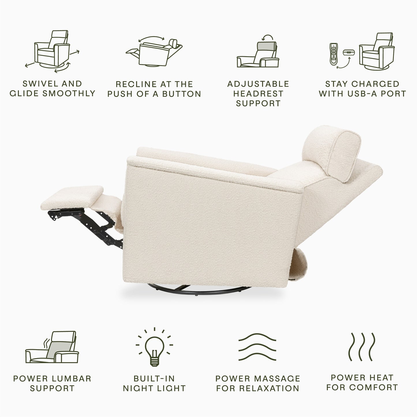 Namesake Willa Deluxe Power Recliner and Swivel Glider with Heat & Massage