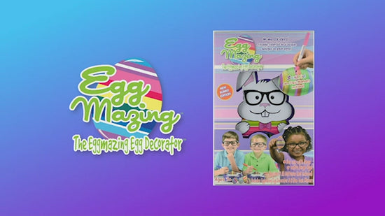 The Bunny Eggmazing Egg Decorator uses the same unique spinning action to create colorful designs on your eggs, now in a bunny design! No dyes, no smells! It's all the fun without the mess! This kit includes 8 colorful, pastel, non-toxic markers to create endless designs. It's a great craft to keep the entire family hoppy all year long!