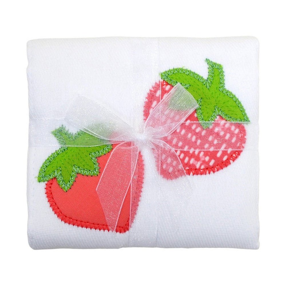 3 Martha's Appliqued Cotton Burp Cloth Strawberry