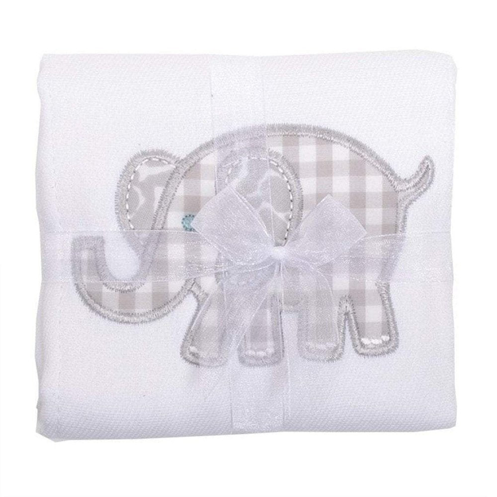 3 Marthas Appliqued Cotton Burp Cloth Grey Elephant