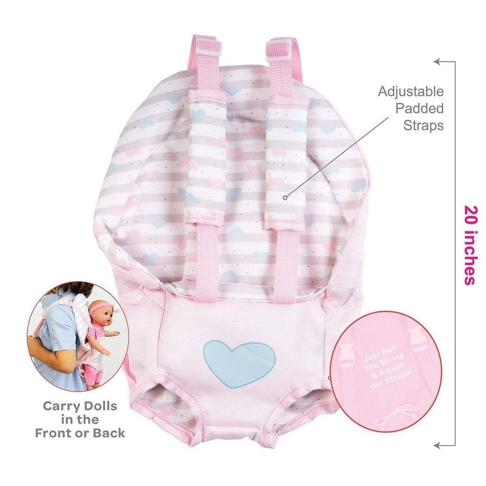 Adora Charisma Baby Doll Classic Pastel Pink Baby Carrier