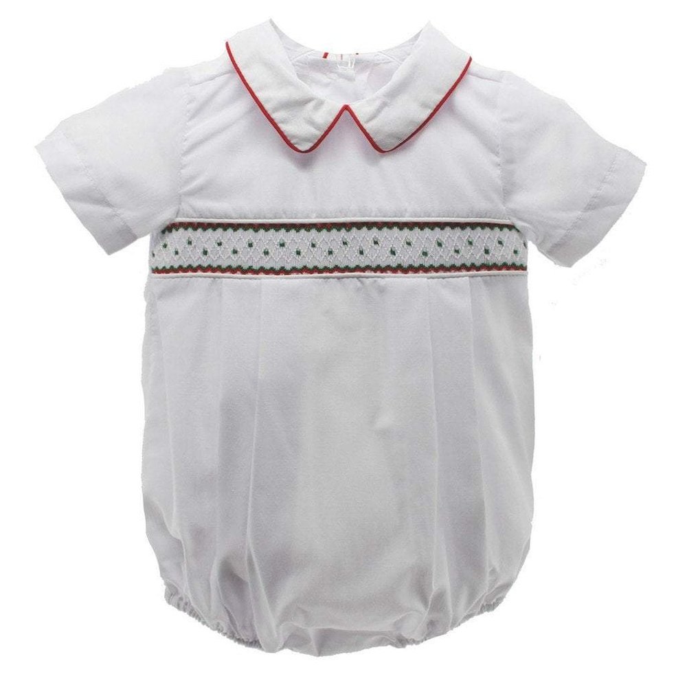 Baby Blessings Boys White Smocked Christmas Bubble