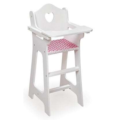 Badger Basket Doll High Chair with Plate Bib Spoon - Chevron Print