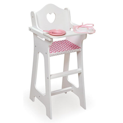 Badger Basket Doll High Chair with Plate Bib Spoon - Chevron Print
