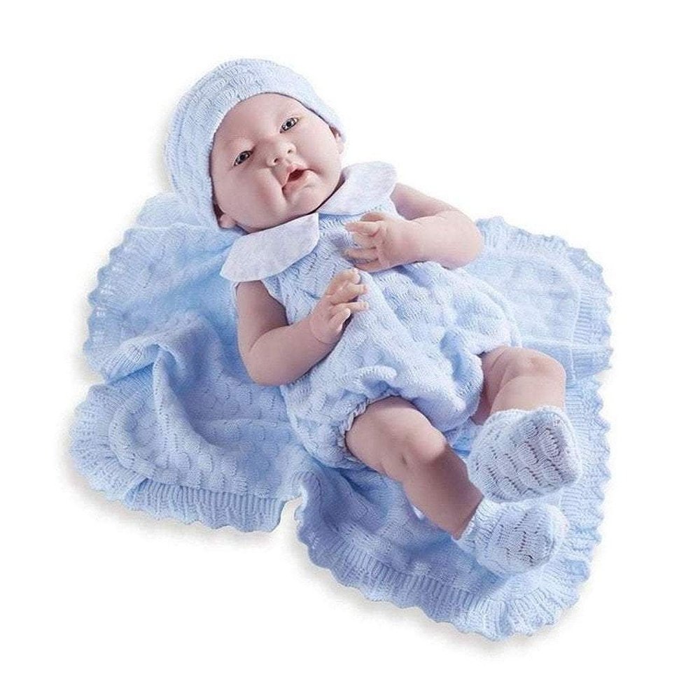 Berenguer Boutique 15 inch La Newborn Blue Knit Set Anatomically Correct Boy Baby Doll