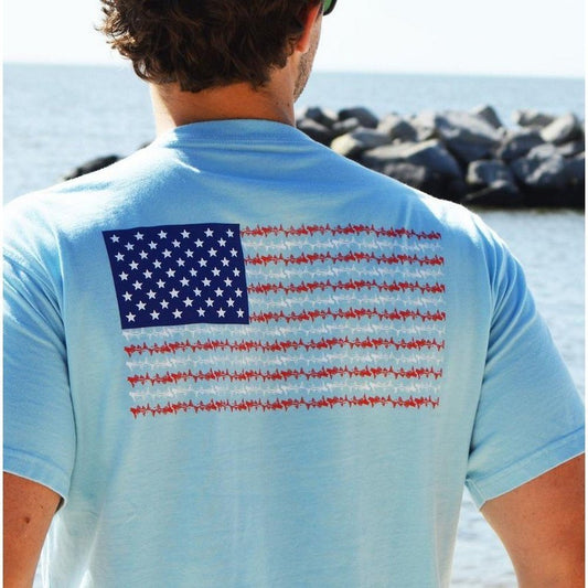 Coastal Cotton Youth Cotton Short Sleeve Shirt American Flag Sky babysupermarket