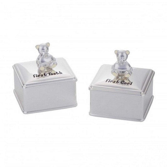 C R GibsonCR Gibson Silver Bear Tooth and Curl Baby Keepsake SetBabysupermarket