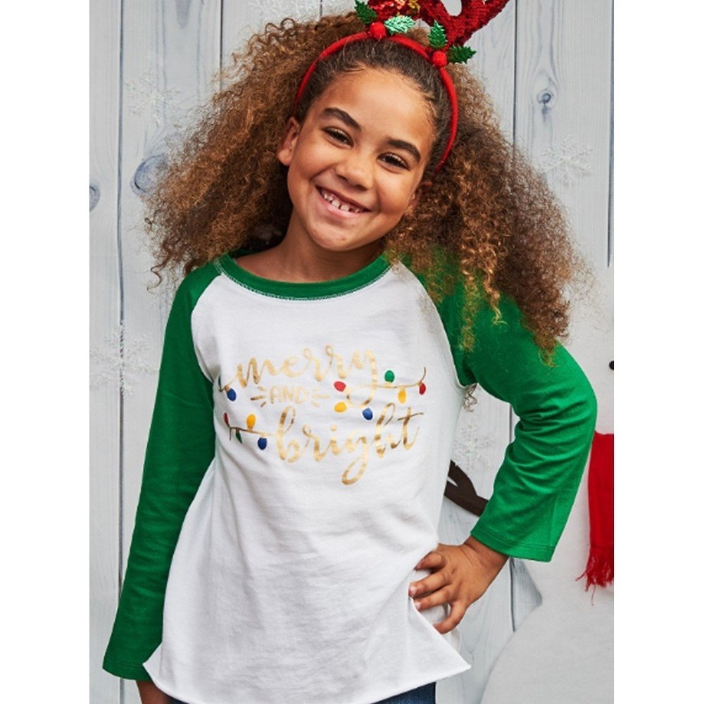 Crumb Snatcher Girl's Merry & Bright Graphic T Shirt