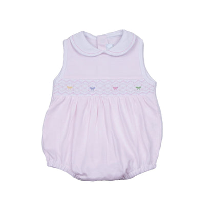 Cuclie Apparel 3 Mo / Pink Cuclie Bow Smocked Bubble Romper