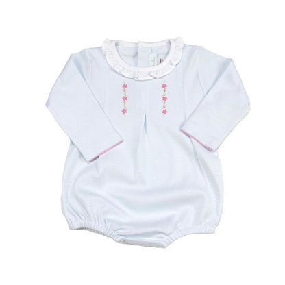 Cuclie Infant Girls Embroidered Striped Bubble