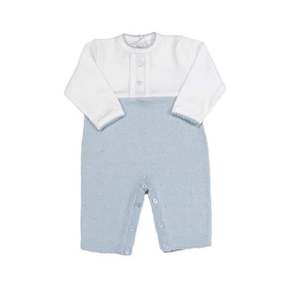 Cuclie Jersey Knit Long One Piece, White with Light Blue